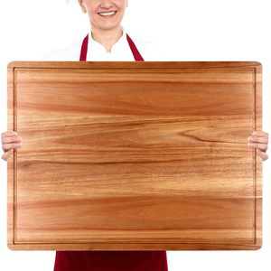 <span class=keywords><strong>Planche</strong></span> à découper XXL en bois d'acacia, bloc de boucher, durable et facile à nettoyer pour la maison, l'hôtel, la restauration - Product Image 1