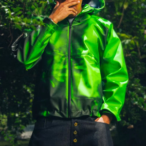 Custom Design Zip up Heat Reactive Fabric Heat Reactive <b>Jacket</b> Thick <b>Waterproof</b> Coat <b>Green</b> Heat Reactive <b>Jacket</b> - Product Image 1