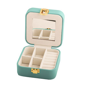 Custom Logo Portable Leather Zipper Mirror Ring Jewelry <b>Box</b> Luxury Travel Bracelet Necklace Earring Display <b>Storage</b> Jewelry <b>Box</b> - Product Image 4