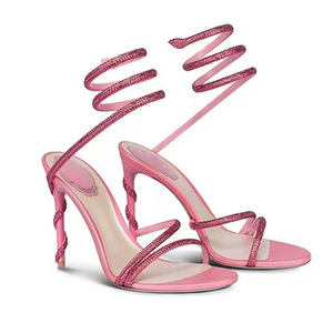 Sandali con <span class=keywords><strong>tacco</strong></span> a spillo personalizzati da donna <span class=keywords><strong>scarpe</strong></span> da pioggia con un cinturino alla caviglia basse - Product Image 1