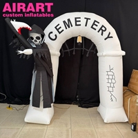 Arche de cimetière gonflable personnalisée pour Halloween, arche gonflable en forme de pierre tombale avec arbre mort, arche d'entrée gonflable géante