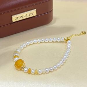 Bracelet géométrique en argent pur S925 de haute qualité avec perles à fort éclat, accessoire féminin Honeywax - Product Image 1