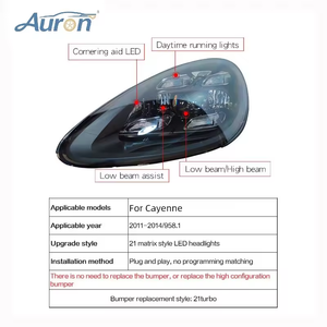 AURON Faro Delantero de Cuatro Luces LED CSP de 12V 6000K 36W 6000 lm para Cayenne 958.1 2011-2014, Conversión de Modelo Antiguo a Nuevo, Reequipamiento/Actualización - Product Image 2