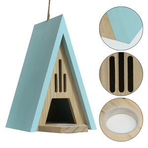 Nichoir triangulaire <span class=keywords><strong>en</strong></span> <span class=keywords><strong>bois</strong></span> de pin <span class=keywords><strong>pour</strong></span> oiseaux de jardin, à suspendre <span class=keywords><strong>en</strong></span> extérieur, taille personnalisée - Product Image 6