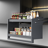 Armoire de cuisine haute avec panier élévateur électrique, armoire murale en acier inoxydable, panier rabattable