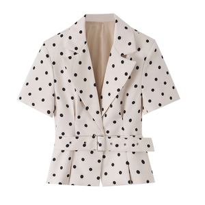 TAOP&ZA 2026 Sommer Damen-Outfit: Europäischer und Amerikanischer Stil, Modisch Lässig Schick, Nischen-Polka-Dot-Gürtelblazer 29897 - Product Image 1