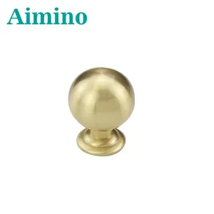 AIMINO-perillas de latón dorado para muebles, perillas para cocina, dormitorio, cajón, armario, pequeñas y redondas