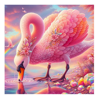 Peinture au diamant Ever Moment, magnifique cygne rose avec pierres précieuses, qualité supérieure, kit de broderie mosaïque au diamant personnalisé ASF2951