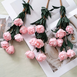 ดอกกุหลาบพลาสติก PE ขายส่ง แบบสัมผัสเหมือนจริง สำหรับช่อดอกไม้งานแต่งงาน ตกแต่งแจกันหรูหราสำหรับตกแต่งโต๊ะกลางบ้าน - Product Image 2