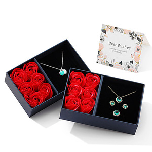Factory Wholesale 6 Red Roses Luxury Jewelry Gift <strong>Box</strong> Eternal <strong>Flower</strong> Jewelry <strong>Box</strong> for Valentines Day - Product Image 5