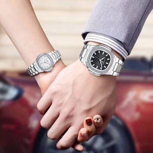 Reloj <span class=keywords><strong>de</strong></span> Pareja Duke Romántico para el Festival Qixi, Fase Lunar, Acero Inoxidable, Completamente Adornado con Diamantes, Mecánico Automático, para Regalo - Product Image 1