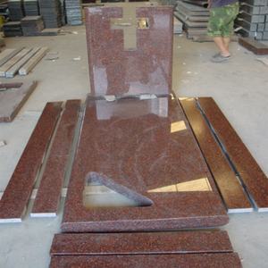 インド赤花崗岩イタリア墓石ベンチ付き - Product Image 2