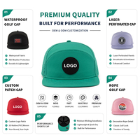 Casquette de golf snapback de sport résistante à l'eau, découpée au laser, avec logo personnalisé, pour la vente en gros