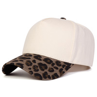 Gorra Trucker de 5 Paneles con Bordado Personalizado 3D, Diseño de Leopardo Liso, Visera Plana, Lona 100% Algodón, Bloques de Color, Estilo Béisbol