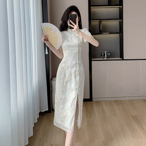 Nuomijia nobile migliorato Cheongsam giovane ragazza bianca pesante artigianato nuovo cinese stile nazionale vestito di fidanzamento 8720 - Product Image 2