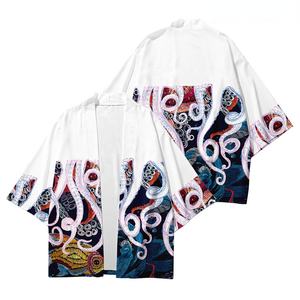 Devilfish estampado suelto japonés Streetwear cárdigan mujeres hombres Harajuku <span class=keywords><strong>Haori</strong></span> Kimono Cosplay Top camisas Yukata moda japonesa - Product Image 2