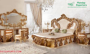 <b>Royal</b> Maharaja High Back <b>Bed</b> & Bedroom Furniture New Classic High Back Golden Finish Bedroom Furniture Luxury High-End Bedroom - Product Image 6