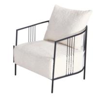 Cadre en fer noir moderne simple avec siège Sherpa en polyester beige doux Fauteuil lounge confortable, canapé simple