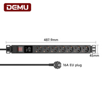 Unité de distribution d'alimentation (PDU) 1U 19 pouces, multiprise de rack, 7 prises Schuko allemandes 16A, compteur numérique, CE