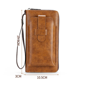 Wholesale Sports Bag <b>Vintage</b> Multifunctional Large Capacity Zipper <b>Phone</b> Leather Boys PU Men's With Detachable Coin Purse - Product Image 3