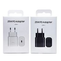 Adaptateur de chargeur PD Type C 25W EU/US/UK Type C vers Type C Câble PD Port de charge rapide pour iPhone Samsung S25 S24 S23 S22 S21
