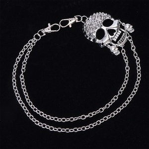Cadena de cintura Yueli Punk Metal Skull de doble capa de aleación de zinc, estilo hip hop, informal, para pantalones. - Product Image 2