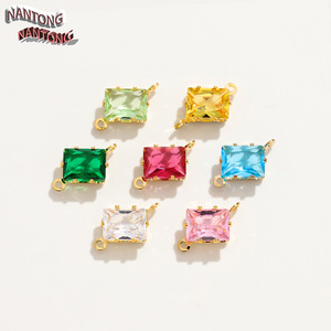 Pendentif carré en zircon, accessoires de bijoux DIY, pierre synthétique taille émeraude pour la fabrication de bracelets, colliers et boucles d'oreilles - Product Image 2