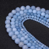 Perles rondes en jade Dong Ling naturel bleu brume nuageux, vente en gros, fournitures pour la fabrication de bijoux DIY (bracelets, colliers)