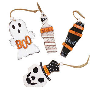 Nuevo Producto Decoraciones Calavera Fantasma Adornos de Madera Pintados Accesorios Colgantes Hechos en China - Product Image 1