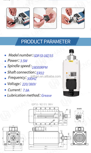 Hqd <span class=keywords><strong>CNC</strong></span> 3.5kW er25 18000 vòng/phút làm mát bằng không khí vuông trục chính động cơ cho <span class=keywords><strong>CNC</strong></span> bộ phận Bộ định tuyến tốc độ cao động cơ trục chính - Product Image 5