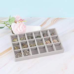 Bandeja de terciopelo gris personalizada para anillos y pendientes, expositor de joyería, contenedor de almacenamiento, bandeja para joyas - Product Image 6