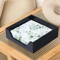 Porte-serviettes pour table, distributeur de serviettes en bois avec grande ouverture latérale pour serviettes en papier, porte-serviettes carré de style farmhouse