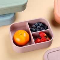 Boîtes de rangement alimentaire en silicone réutilisables sans BPA pour la cuisine, boîte à lunch bento pour enfants