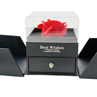 Vente en gros de boîte-cadeau de fleur de rose personnalisée boîte d'emballage cadeau de bijoux romantique haut de gamme forte cérémonie sens double porte ouverte