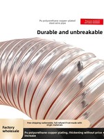 Tuyau d'aspiration industriel en polyuréthane (PU) renforcé de fil d'acier cuivré, pour copeaux de bois, transparent, pour le travail du bois