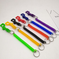 Porte-clés à ressort rétractable en spirale Anti-perte anti-vol cordon extensible porte-clés de sécurité fermoir homard en métal porte-clés extensible