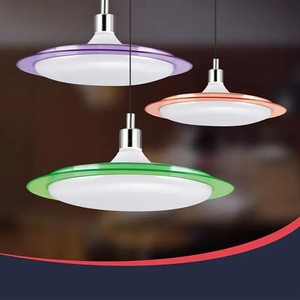 Venta a granel Nuevo producto Forma de platillo volador Material PP Colorido Led <span class=keywords><strong>E27</strong></span> UFO <span class=keywords><strong>6000K</strong></span> Para Home Hotel 28W 38W 48W UFO Led Bombilla - Product Image 1