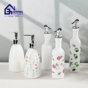 Bouteilles en verre transparent pour huile et vinaigre, 350 ml, style classique, pour fêtes, logo personnalisé acceptable, blanc moucheté, vente en gros à prix réduit - Product Image 1