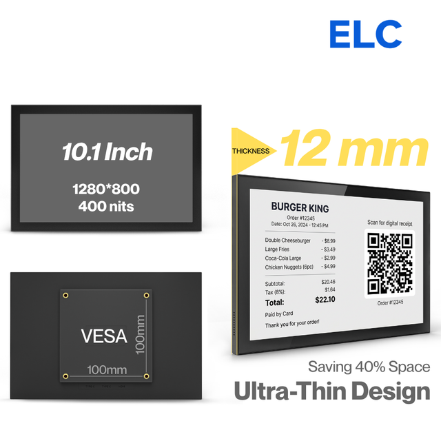 10.1" 1280x800 Industrial Touch Screen Monitor Dual Type-C Mini HDMI Input Embedded VESA Mount Touch Display