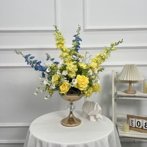Centrotavola Moderno per Matrimoni ed Eventi, Sfera di Fiori in Seta Bianca Rosa <span class=keywords><strong>Salura</strong></span> e Ciliegio - Product Image 1