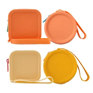 Top Seller Cute Silicone Zipper Coin Purse Keychain FDA Silicone Round and Square Small Coin Bags Wallets Coin Purses