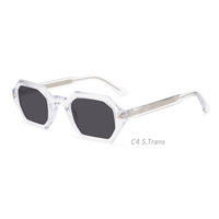 Lunettes de soleil multilatérales à petit cadre de style rétro européen américain Lentilles UV400 à plaques faites à la main haut de gamme optimales pour hommes