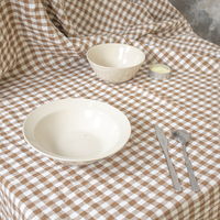 Nappe de table rectangulaire vintage personnalisée en lin français à carreaux gingham, en tissu de lin, vente en gros