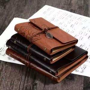 PU Color A6 <b>Leather</b> Notebook Leaves Restoring Ancient Ways <b>Notepad</b> Japan and South Korea Stationery Gift - Product Image 5