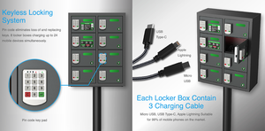 Bàn Khuyến Mãi Trạm Sạc Điện Thoại Di Động An Ninh 8 Bay Tủ Khóa Mã PIN Kiosk Có Mật Khẩu 4 Chữ Số Sạc Nhiều Lưới - Product Image 3