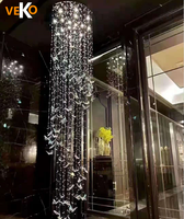 VEKO alibaba – lustre suspendu en cristal avec gouttes de pluie, grand lustre moderne en cristal ovale coloré
