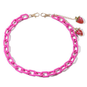 Chaîne de taille en acrylique avec pendentif fraise, style punk, rouge rose, simple couche, pour usage quotidien, chaîne de corps tendance - Product Image 4