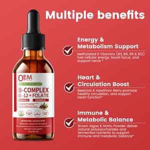 OEM dimetil B cairan kompleks tetes <span class=keywords><strong>5000</strong></span> <span class=keywords><strong>Mcg</strong></span> <span class=keywords><strong>B12</strong></span> metilobalamin folat Vitamin B tetes dengan B3 B6 bit Hawthorn - Product Image 5