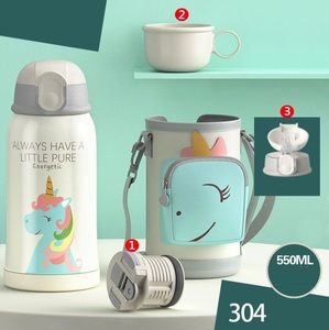 Bouteille d'eau chaude en acier inoxydable 304 550ml pour enfants bouteilles d'eau kawaii avec couvercle - Product Image 3