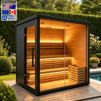 Sauna Exterior Moderna Cuadrada de Cedro Rojo con Acabado Finlandés para 2, 4 o 6 Personas, Eléctrica y de Vapor Seco, Marca Kaitong